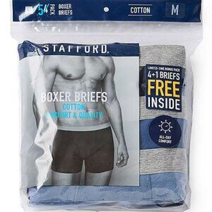Stafford Men's 5-Pack Cotton Boxer Briefs Blues Assorted